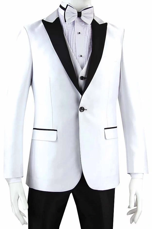 Weißer Smoking Slim Fit: Klassischer Look mit eleganter Schwarzer Paspel & Hose
